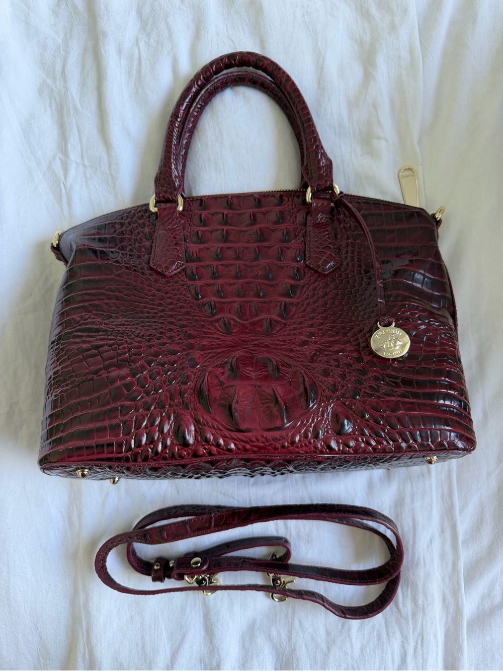 Brahmin Deep Burgundy Duxbury Satchel with Removable Strap
